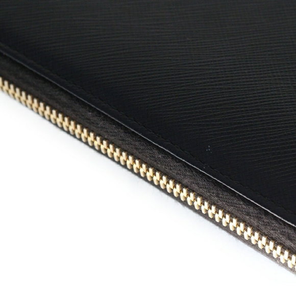 Prada Zip Long Saffiano Black Leather Wallet - Picture 4 of 6